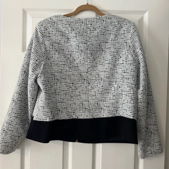 Calvin Klein Women's Black and White Textured Blazer - Picture 2 of 3